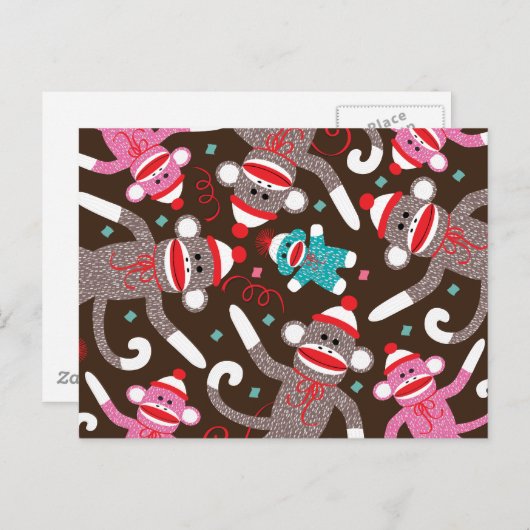 Sock Monkey Briefkaart (Voorkant / Achterkant)