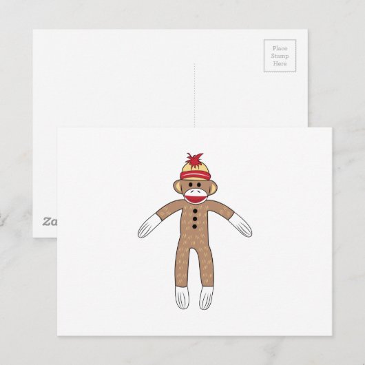 Sock Monkey Briefkaart (Voorkant / Achterkant)