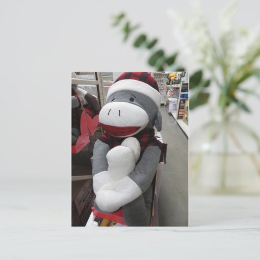 Sock Monkey Briefkaart (Staand voorkant)