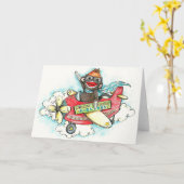 Sock Monkey Business Airlines Kaart (Gele Bloem)