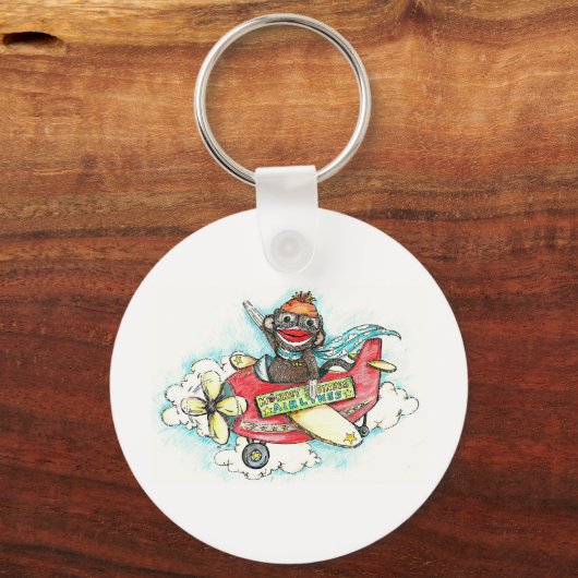 Sock Monkey Business Airlines Sleutelhanger (Voorkant)