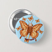 Sock Monkey Butterfly Ronde Button 5,7 Cm (Voorkant /achterkant)