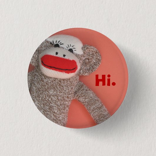 Sock Monkey-Button Ronde Button 3,2 Cm (Voorkant)