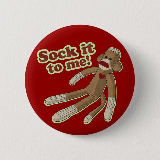Sock Monkey-Button Ronde Button 5,7 Cm (Voorkant)