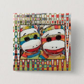 Sock Monkey-Button Vierkante Button 5,1 Cm (Voorkant)