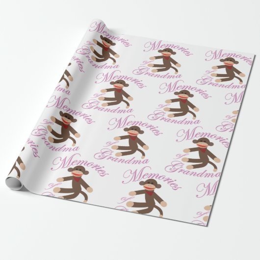 Sock Monkey Cadeaupapier (Uitgerold)