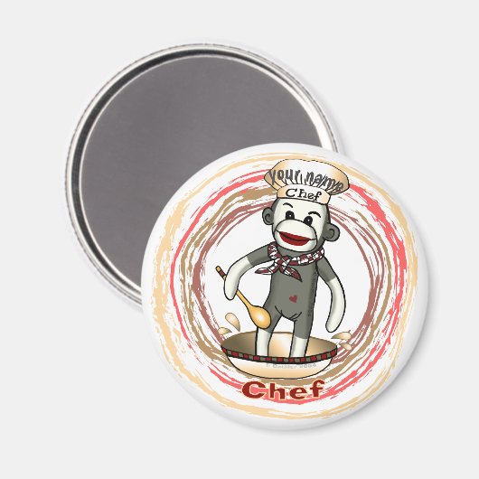 Sock Monkey Chef magneet (Voorkant / Achterkant)