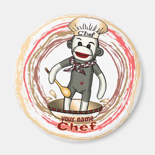 Sock Monkey Chef magneet (Voorkant)
