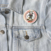 Sock Monkey Chef pin knop Ronde Button 5,7 Cm (In situ)
