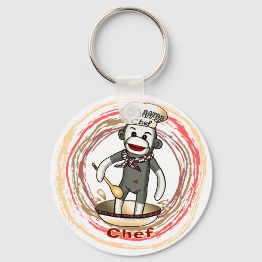 Sock Monkey Chef sleutelhanger (Voorkant)