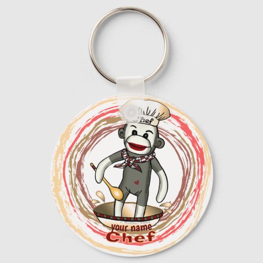 Sock Monkey Chef sleutelhanger (Voorkant)