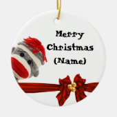 SOCK MONKEY CHRISTMAS ORNAMENT PERSONALISEERD (Voorkant)