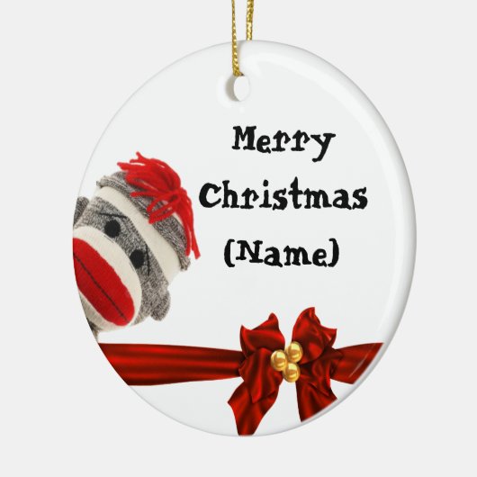 SOCK MONKEY CHRISTMAS ORNAMENT PERSONALISEERD (Links)