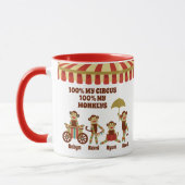 Sock Monkey Circus 4 Kinder namen Oudergeschenk Mok (Links)