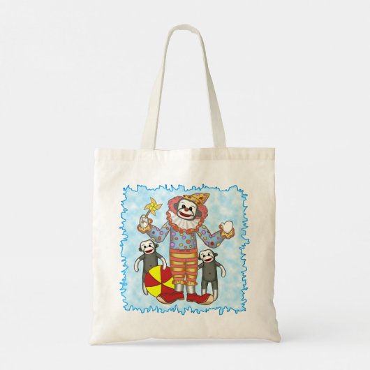 Sock Monkey Clown canvas tassen (Achterkant)