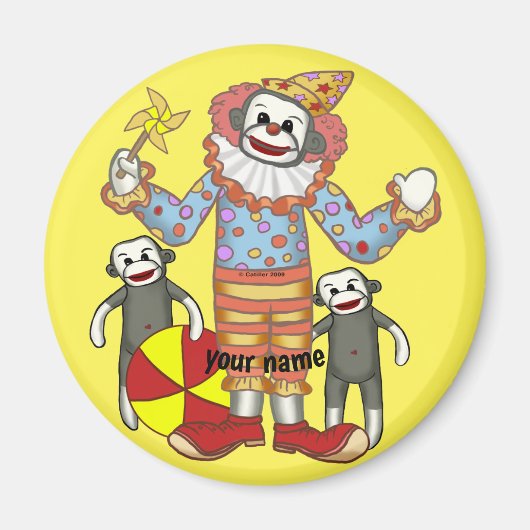 Sock Monkey Clown Magneet (Voorkant)