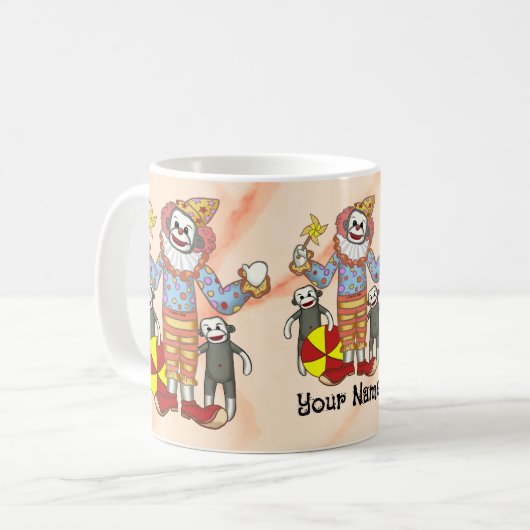 Sock Monkey Clown mokken (Voorkant links)