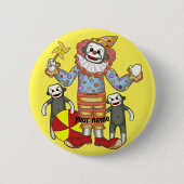 Sock Monkey Clown Ronde Button 5,7 Cm (Voorkant)
