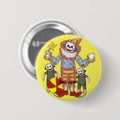 Sock Monkey Clown Ronde Button 5,7 Cm (Voorkant /achterkant)