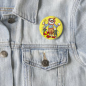 Sock Monkey Clown Ronde Button 5,7 Cm (In situ)