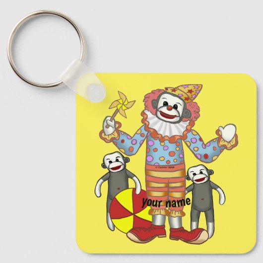 Sock Monkey Clown Sleutelhanger (Voorkant)