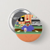 Sock Monkey Coffee Shop Barista Ronde Button 5,7 Cm (Voorkant /achterkant)