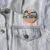 Sock Monkey Coffee Shop Barista Ronde Button 5,7 Cm (In situ)