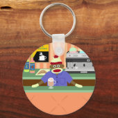 Sock Monkey Coffee Shop Barista Sleutelhanger (Voorkant)