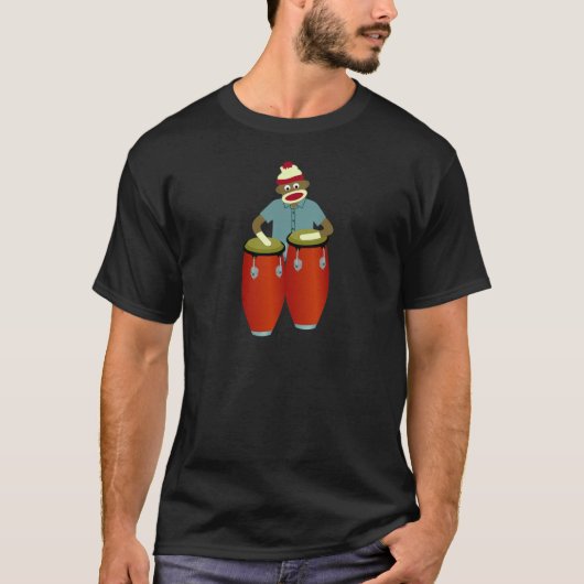 Sock Monkey Conga Drums T-shirt (Voorkant)