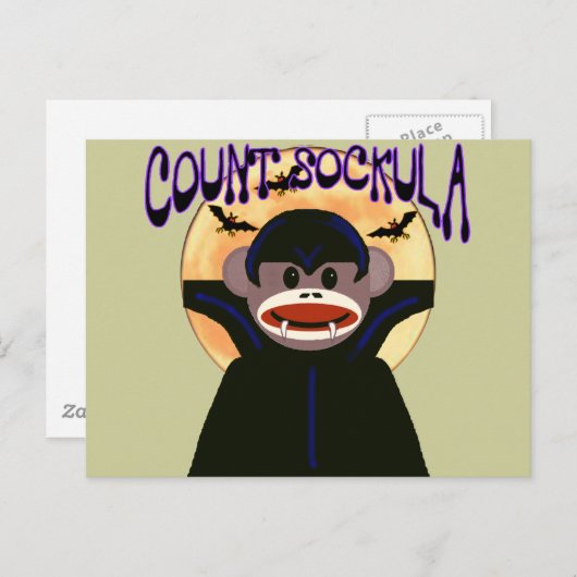 Sock Monkey Count Sockula Briefkaart (Voorkant / Achterkant)