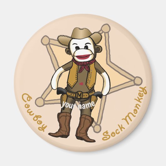 Sock Monkey Cowboy magneet (Voorkant)