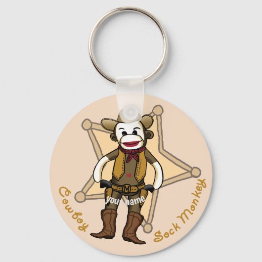 Sock Monkey Cowboy sleutelhanger (Voorkant)
