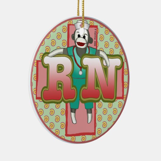 Sock Monkey custom RN Nurse ornament (Rechts)