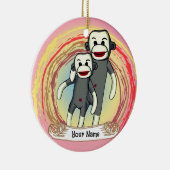 Sock Monkey Dad custom Keramisch Ornament (Rechts)