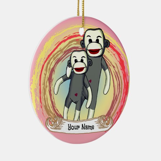 Sock Monkey Dad custom Keramisch Ornament (Rechts)