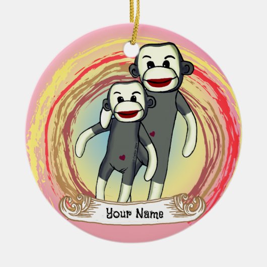 Sock Monkey Dad custom Keramisch Ornament (Voorkant)