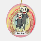 Sock Monkey Dad custom Keramisch Ornament (Links)