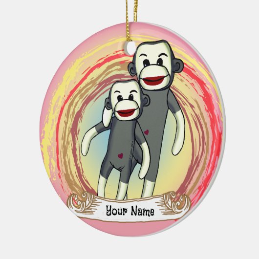 Sock Monkey Dad custom Keramisch Ornament (Links)