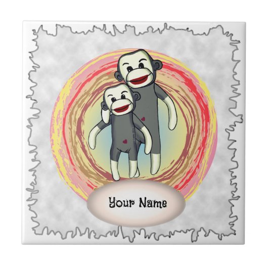 Sock Monkey Dad tegel Tegeltje (Voorkant)