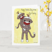 Sock Monkey Daddy 01 Kaart (Gele Bloem)
