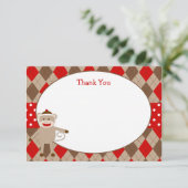 Sock Monkey Dank je kaarten (Staand voorkant)