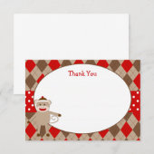 Sock Monkey Dank je kaarten (Voorkant / Achterkant)