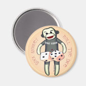 Sock Monkey Dice Magneet (Voorkant / Achterkant)