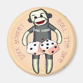 Sock Monkey Dice Magneet (Voorkant)