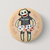 Sock Monkey Dice Ronde Button 5,7 Cm (Voorkant)