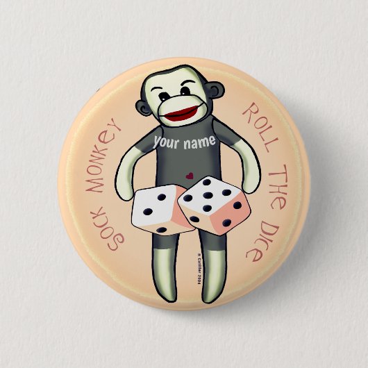 Sock Monkey Dice Ronde Button 5,7 Cm (Voorkant)