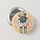 Sock Monkey Dice Ronde Button 5,7 Cm (Voorkant /achterkant)