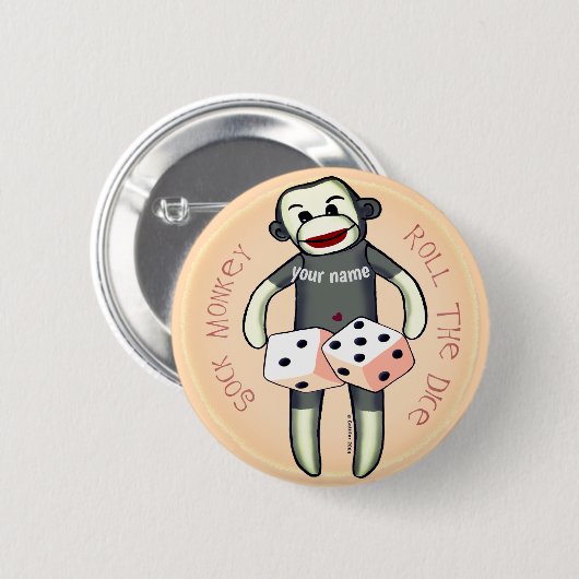 Sock Monkey Dice Ronde Button 5,7 Cm (Voorkant /achterkant)