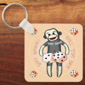 Sock Monkey Dice Sleutelhanger (Voorkant)