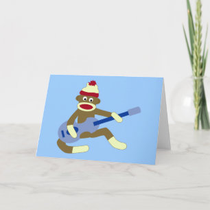 Sock Monkey die Blue Guitar speelt Kaart
